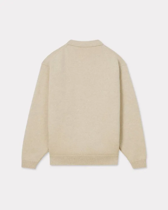 Men 039Boke Flower039 Embroidered Cardigan In Wool Beige Kenzo Sweaters And Cardigans