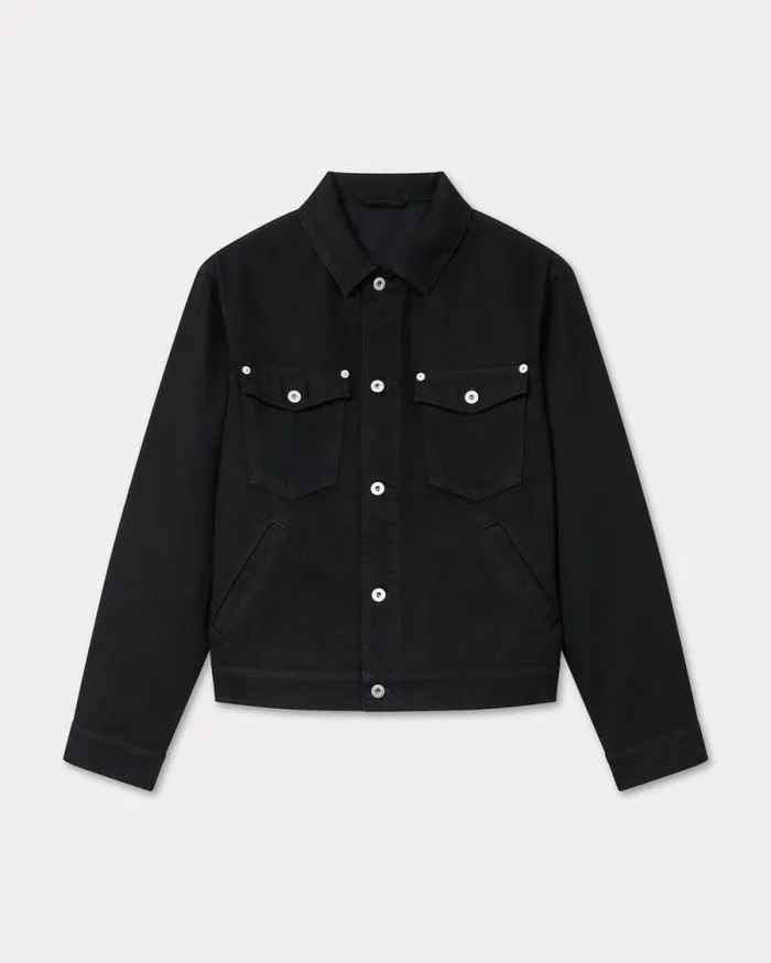 Men 039Boke Flower039 Embroidered Trucker Jacket In Japanese Denim Rinse Black Denim Kenzo Denim