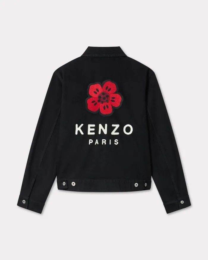 Men 039Boke Flower039 Embroidered Trucker Jacket In Japanese Denim Rinse Black Denim Kenzo Denim