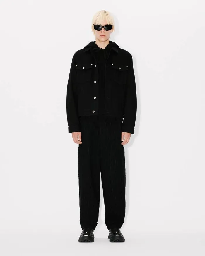 Men 039Boke Flower039 Embroidered Trucker Jacket In Japanese Denim Rinse Black Denim Kenzo Denim