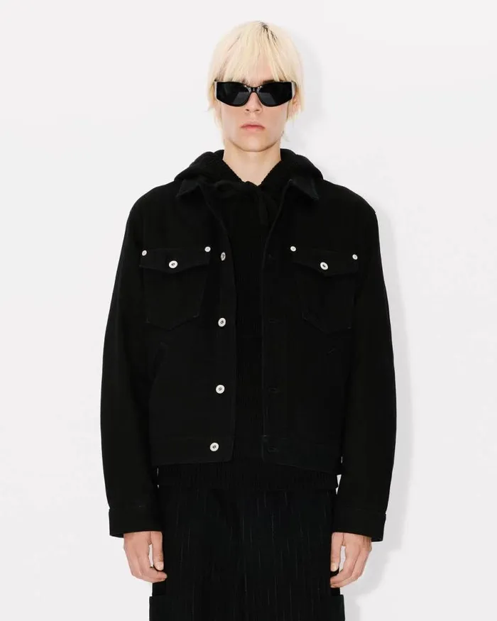 Men 039Boke Flower039 Embroidered Trucker Jacket In Japanese Denim Rinse Black Denim Kenzo Denim