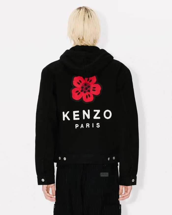 Men 039Boke Flower039 Embroidered Trucker Jacket In Japanese Denim Rinse Black Denim Kenzo Denim