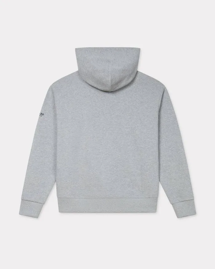 Men 039Boke Flower039 Embroidered Zipped Hoodie In Cotton Pearl Grey Kenzo Sweatshirts And Hoodies