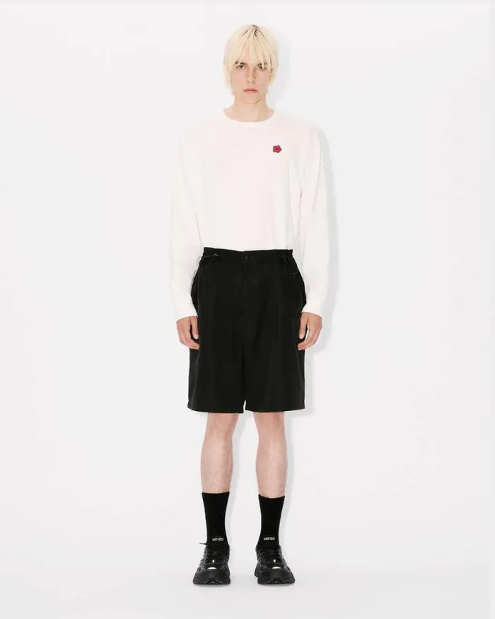 Men 039Boke Flower 20039 Embroidered Shorts Black Kenzo Pants And Shorts