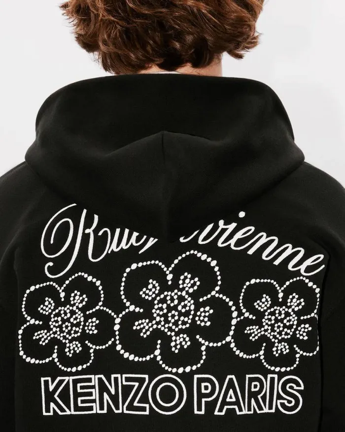 Men 039KENZO Constellation039 Embroidered Zipped Hoodie In Cotton Black Kenzo Sweatshirts And Hoodies