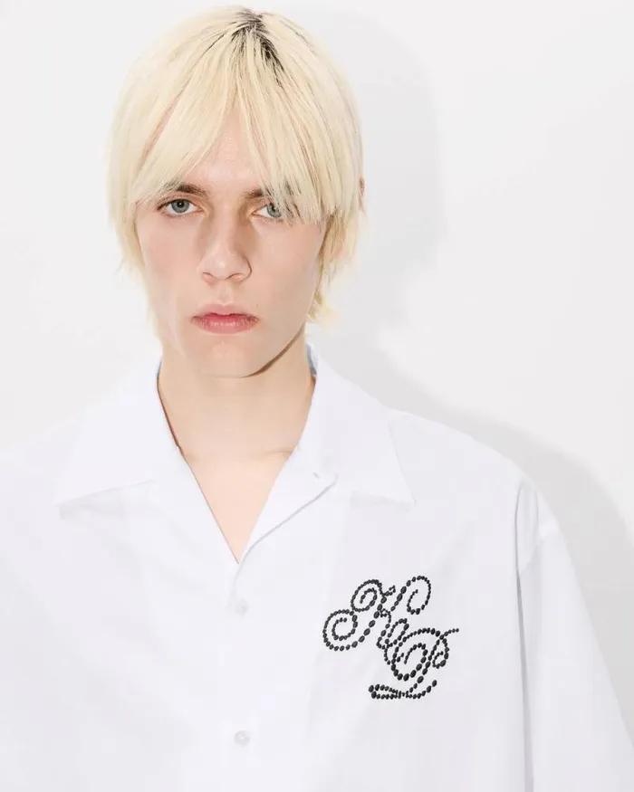 Men 039KENZO Constellation039 Hawaiian Shirt White Kenzo Shirts