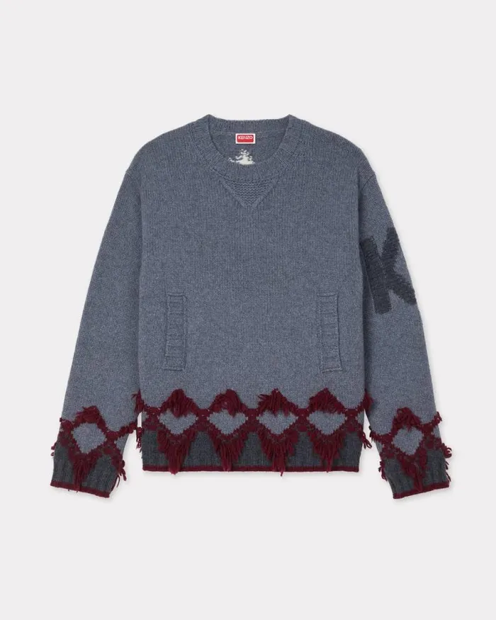 Men 039KENZO Constellation039 Knitted Jumper In Wool Misty Grey Kenzo Sweaters And Cardigans Men 039KENZO Constellation039 Knitted Jumper In Wool Misty Grey Kenzo Sweaters And Cardigans