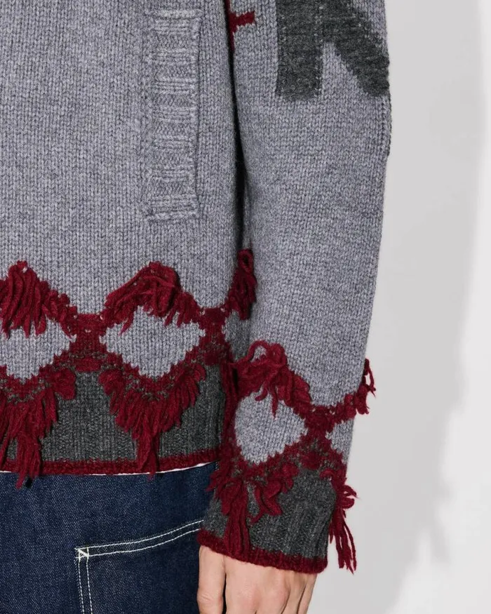 Men 039KENZO Constellation039 Knitted Jumper In Wool Misty Grey Kenzo Sweaters And Cardigans
