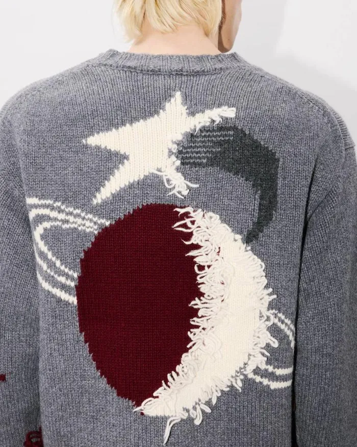 Men 039KENZO Constellation039 Knitted Jumper In Wool Misty Grey Kenzo Sweaters And Cardigans