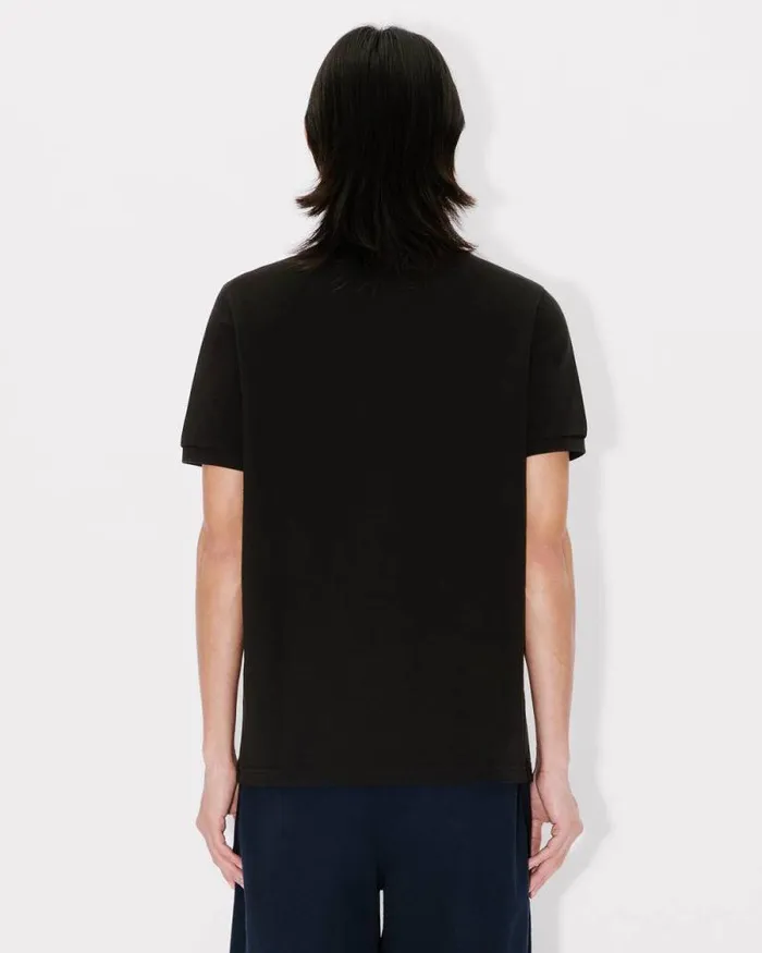 Men 039KENZO Happy Tiger039 Embroidered Slim Polo In Cotton Black Kenzo Tshirts And Polos