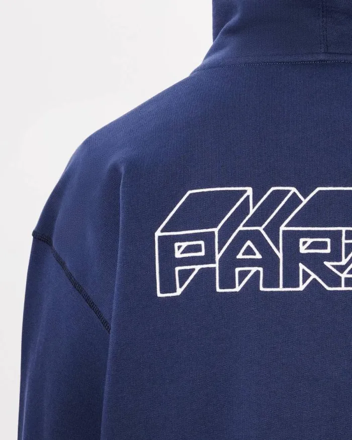 Men 039KENZO Kube039 Embroidered Zipped Hoodie In Cotton Midnight Blue Kenzo Sweatshirts And Hoodies