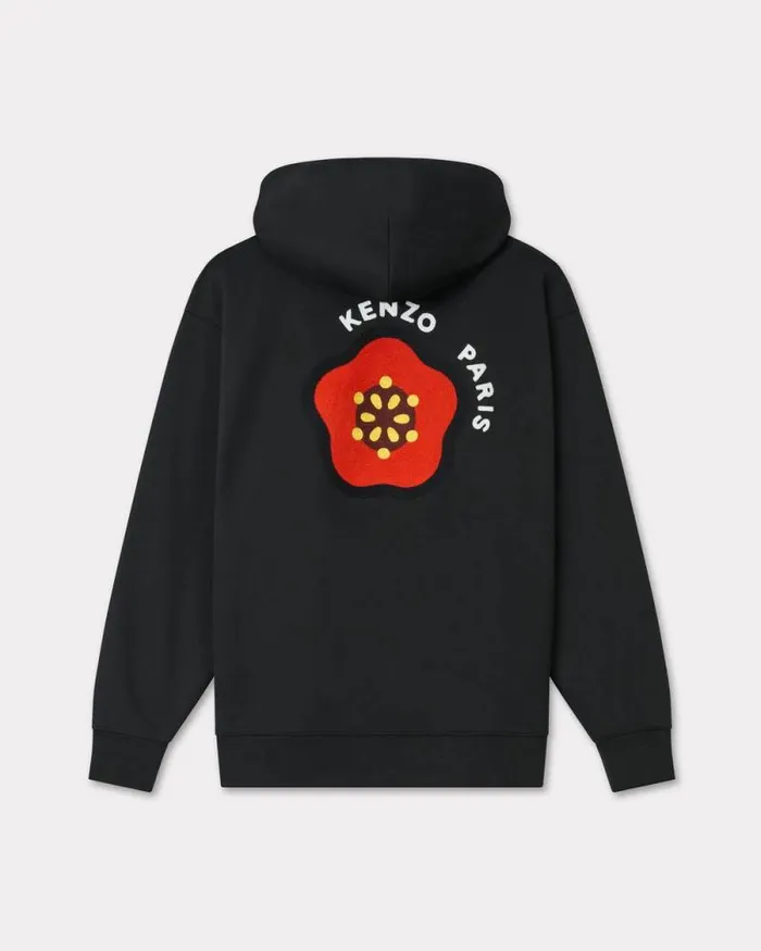 Men 039KENZO Pop039 Embroidered Oversized Hoodie In Cotton Black Kenzo Sweatshirts And Hoodies