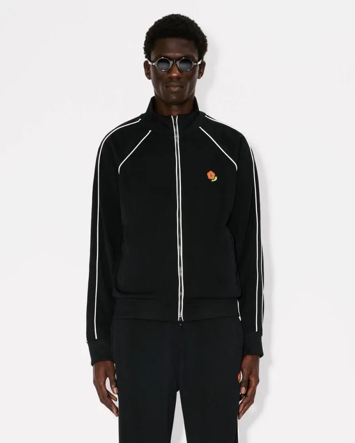 Men 039KENZO Pop039 Embroidered Track Jacket Black Kenzo Sweatshirts And Hoodies