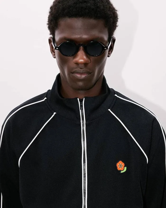 Men 039KENZO Pop039 Embroidered Track Jacket Black Kenzo Sweatshirts And Hoodies