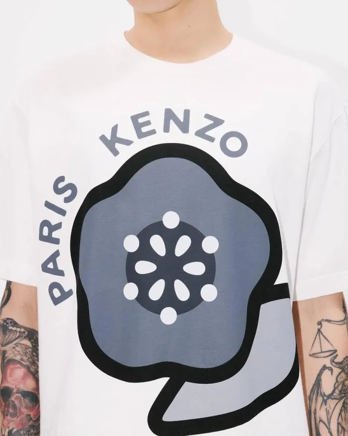 Men 039KENZO Pop039 Tshirt In Cotton Off White Kenzo Tshirts And Polos