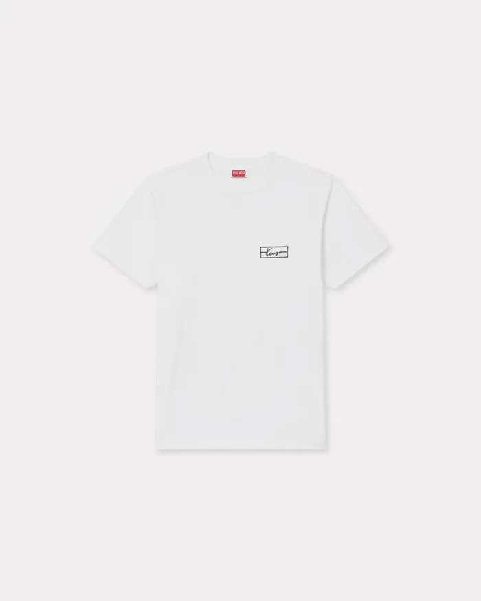 Men 039KENZO Weave039 Embroidered Slim Tshirt In Cotton Off White Kenzo Tshirts And Polos Men 039KENZO Weave039 Embroidered Slim Tshirt In Cotton Off White Kenzo Tshirts And Polos