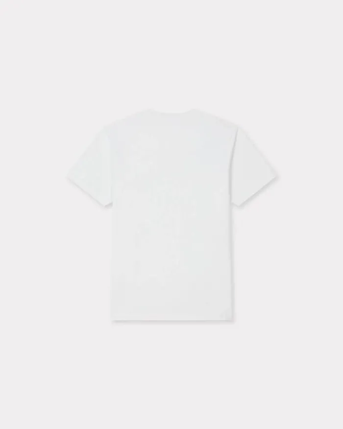 Men 039KENZO Weave039 Embroidered Slim Tshirt In Cotton Off White Kenzo Tshirts And Polos