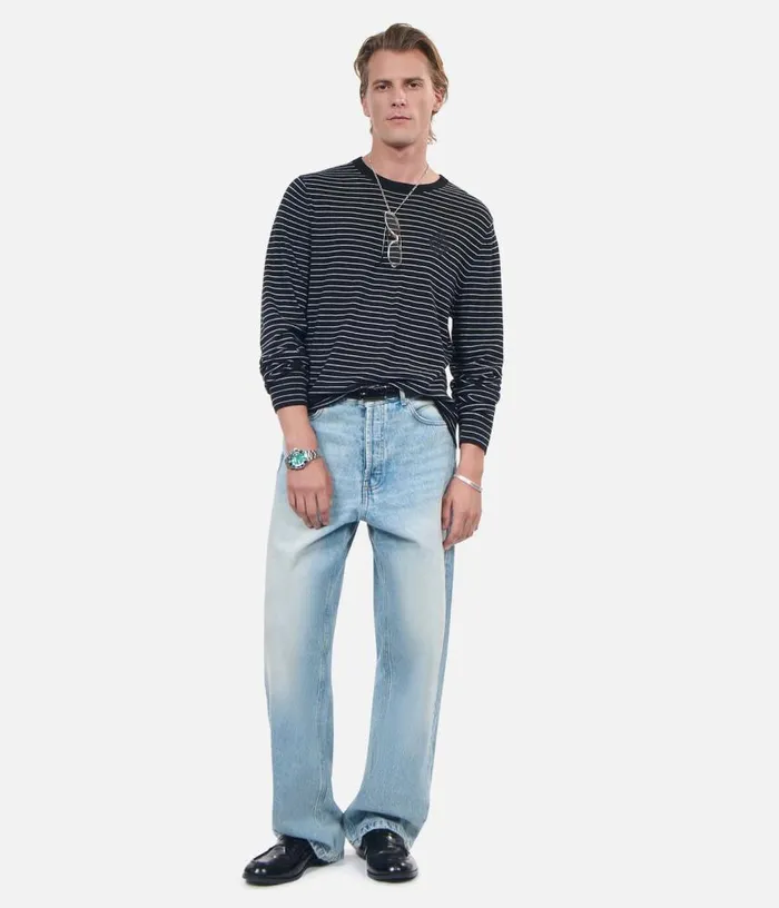 Men Black And White Striped Wool Sweater THE KOOPLES Sweaters
