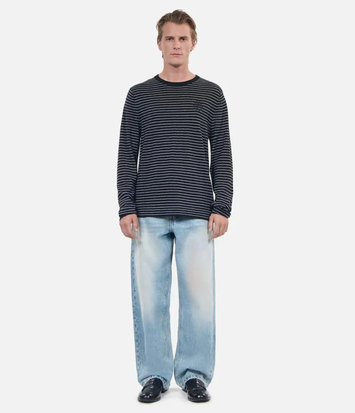 Men Black And White Striped Wool Sweater THE KOOPLES Sweaters