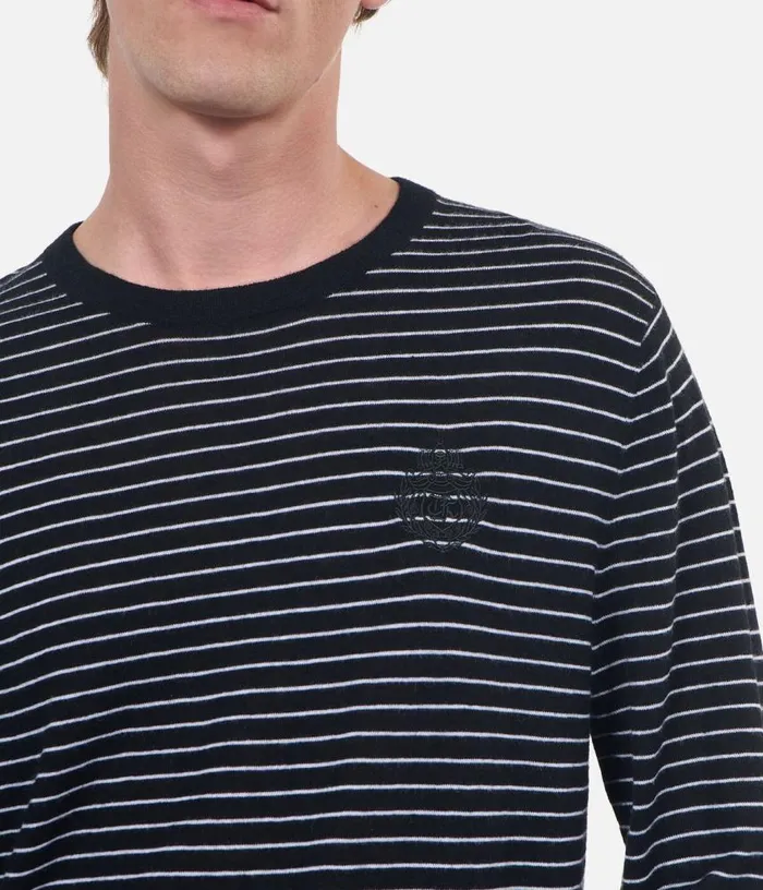 Men Black And White Striped Wool Sweater THE KOOPLES Sweaters