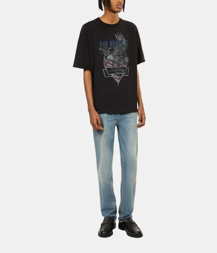 Men Black Tshirt With Chaos Eagle Serigraphy THE KOOPLES Tshirts
