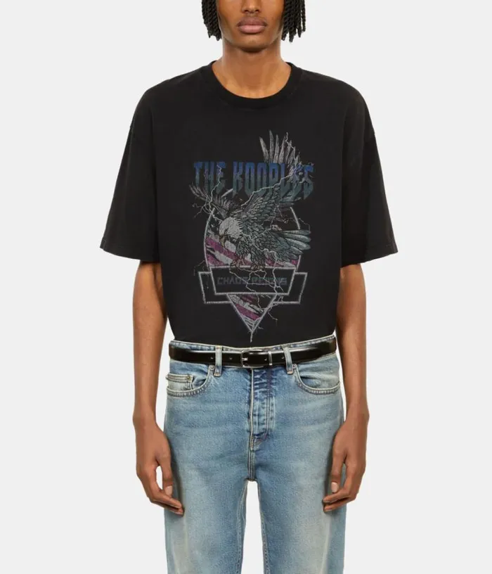 Men Black Tshirt With Chaos Eagle Serigraphy THE KOOPLES Tshirts