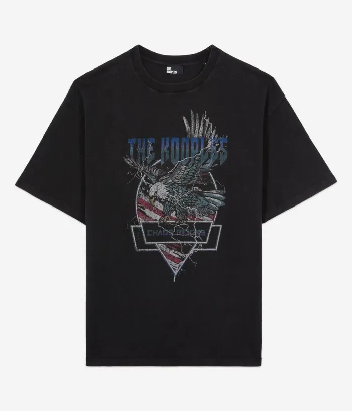 Men Black Tshirt With Chaos Eagle Serigraphy THE KOOPLES Tshirts