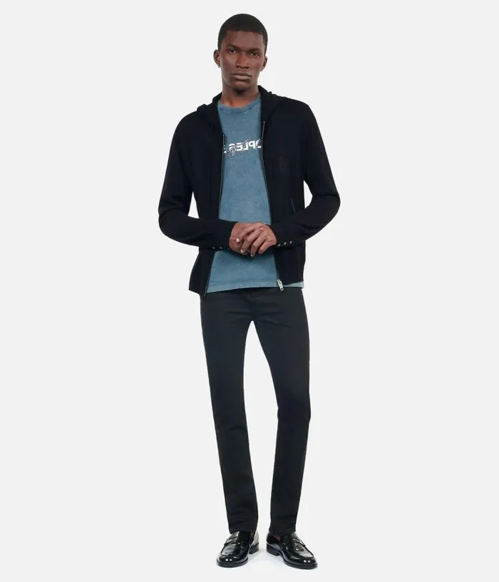 Men Black Wool Hooded Cardigan THE KOOPLES Sweaters