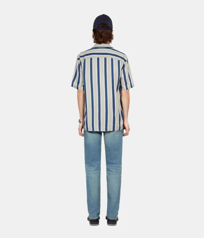 Men Blue And Gray Striped Short Sleeve Shirt THE KOOPLES Shirts