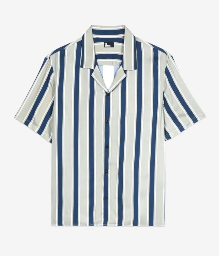 Men Blue And Gray Striped Short Sleeve Shirt THE KOOPLES Shirts