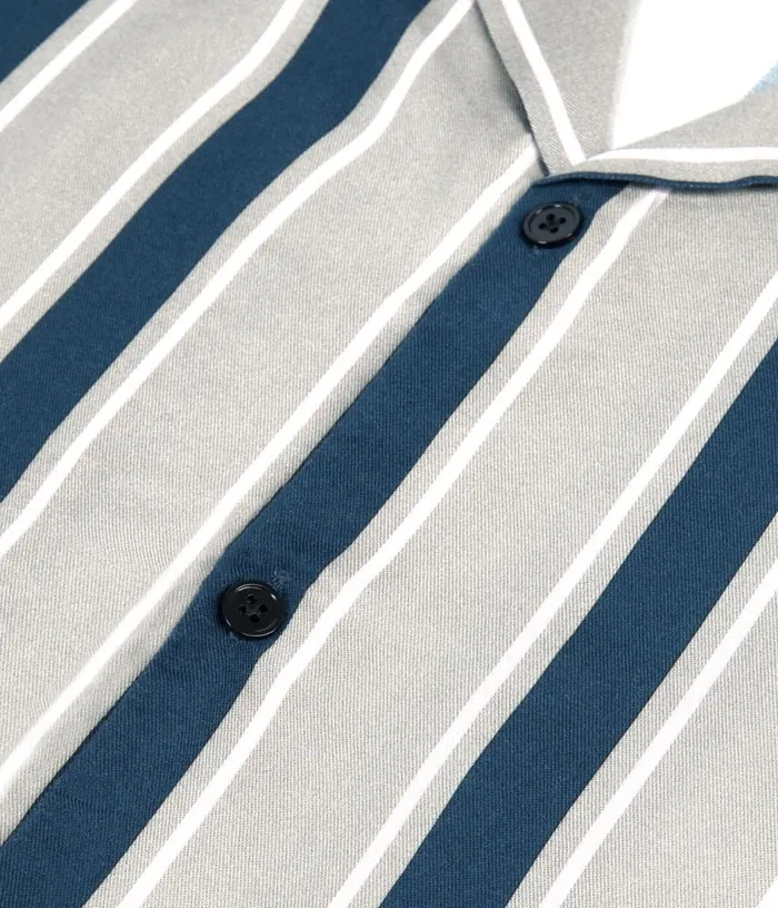 Men Blue And Gray Striped Short Sleeve Shirt THE KOOPLES Shirts