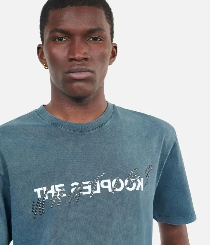 Men Blue What Is Tshirt With Studs THE KOOPLES Tshirts