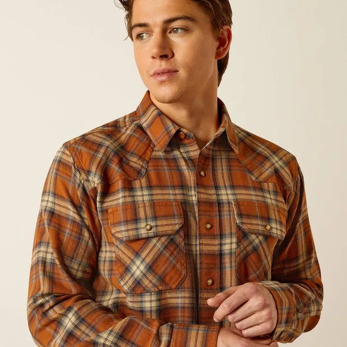Men Button Down Shirts Ariat Haiden Retro Fit Shirt Roasted Pecan Men Button Down Shirts Ariat Haiden Retro Fit Shirt Roasted Pecan