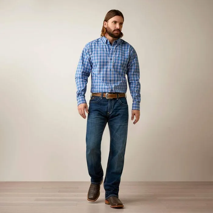Men Button Down Shirts Ariat Pro Series Lonnie Fitted Shirt Venus Blue Men Button Down Shirts Ariat Pro Series Lonnie Fitted Shirt Venus Blue