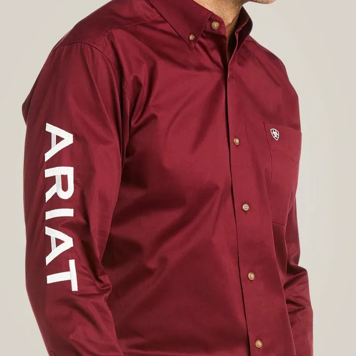 Men Button Down Shirts Ariat Team Logo Twill Fitted Shirt Burgundyandwhite Men Button Down Shirts Ariat Team Logo Twill Fitted Shirt Burgundyandwhite