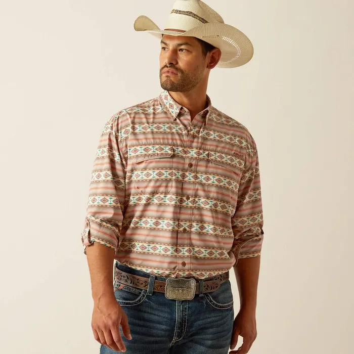 Men Button Down Shirts Ariat VentTEK Outbound Classic Fit Shirt Baked Clay
