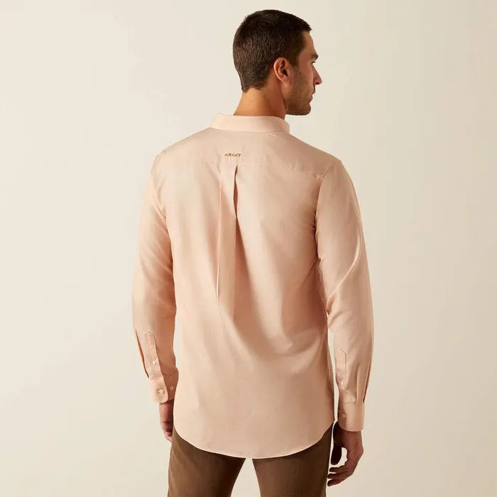 Men Button Down Shirts Ariat Wrinkle Free Solid Fitted Shirt Light Brown Men Button Down Shirts Ariat Wrinkle Free Solid Fitted Shirt Light Brown