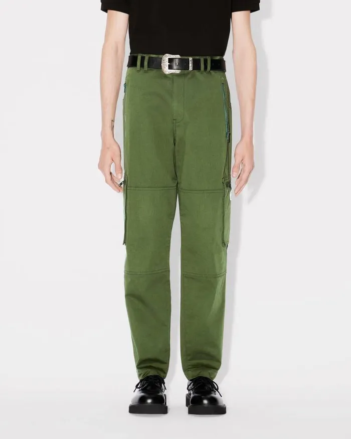Men Cargo Slim Pants Dark Khaki Kenzo Pants And Shorts
