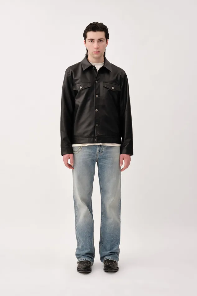 Men Coats and Jackets Wonhundred Clayton Leather Black