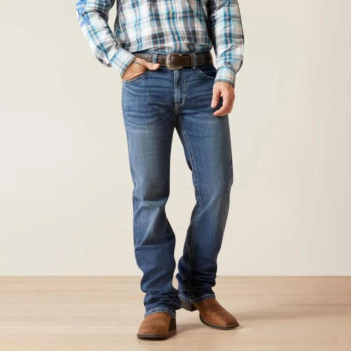 Men Denim Ariat M4 Relaxed Hugo Boot Cut Jean Bannock