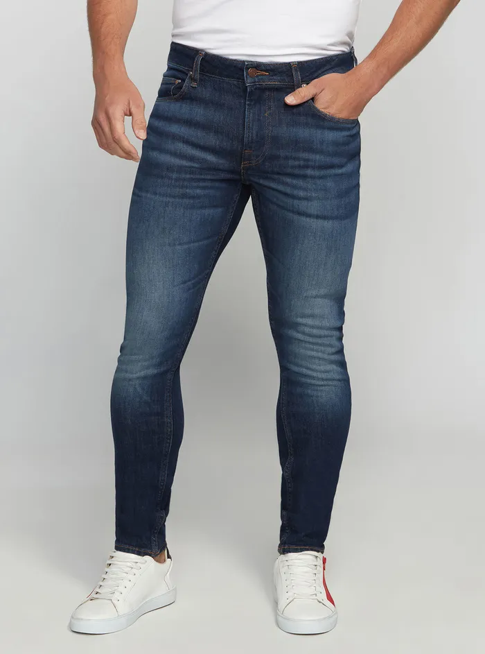 Men Denim GUESS Eco Lowrise Slim Chris Denim Jeans In Carry Dark Wash
