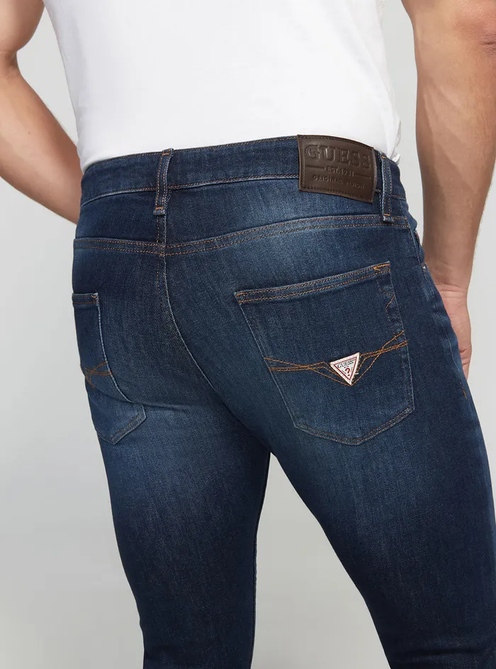 Men Denim GUESS Eco Lowrise Slim Chris Denim Jeans In Carry Dark Wash Men Denim GUESS Eco Lowrise Slim Chris Denim Jeans In Carry Dark Wash