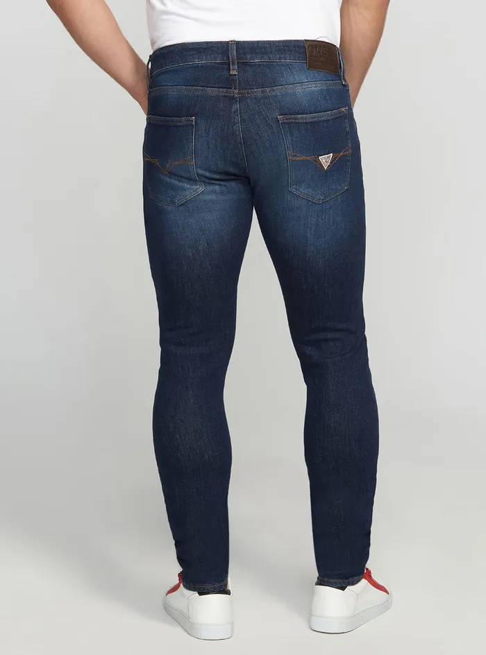 Men Denim GUESS Eco Lowrise Slim Chris Denim Jeans In Carry Dark Wash Men Denim GUESS Eco Lowrise Slim Chris Denim Jeans In Carry Dark Wash