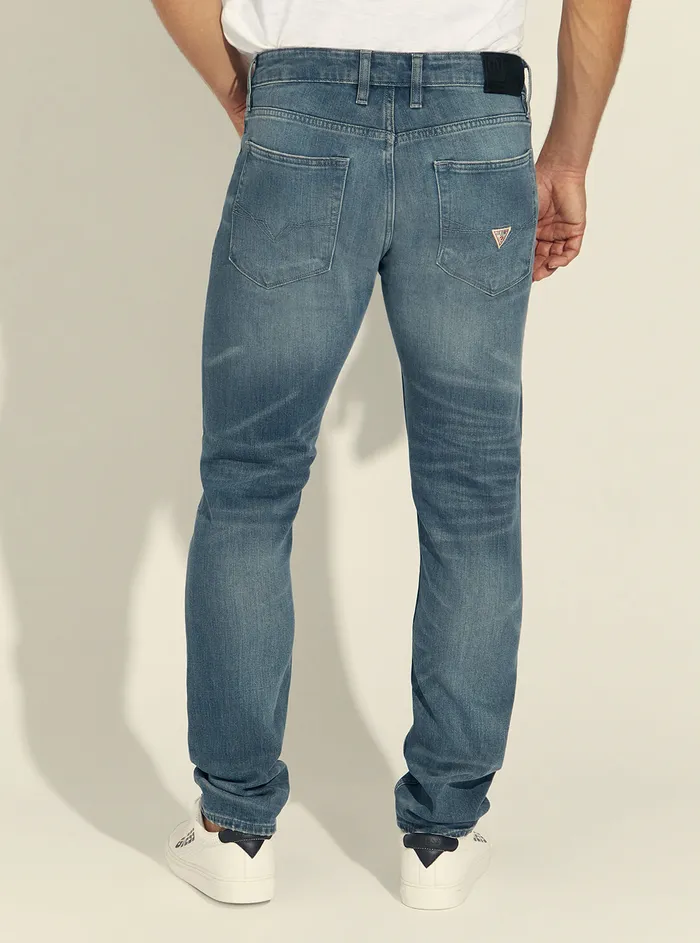 Men Denim GUESS Midrise Slim Tapered Denim Jeans In Silverstar Wash Men Denim GUESS Midrise Slim Tapered Denim Jeans In Silverstar Wash