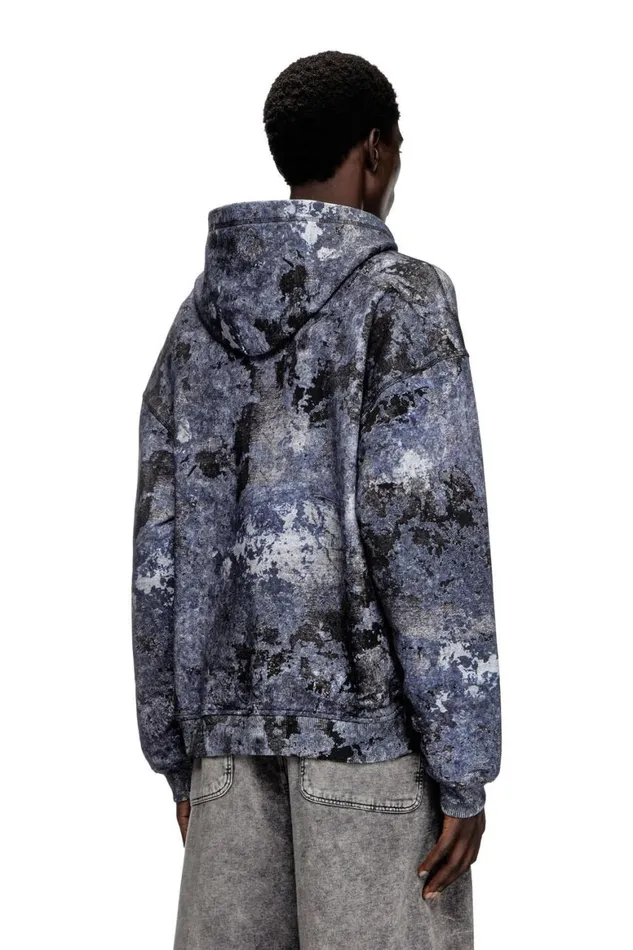 Men Diesel Sweatshirts and Hoodies SBOXTHOODR8 Blue Men Diesel Sweatshirts and Hoodies SBOXTHOODR8 Blue