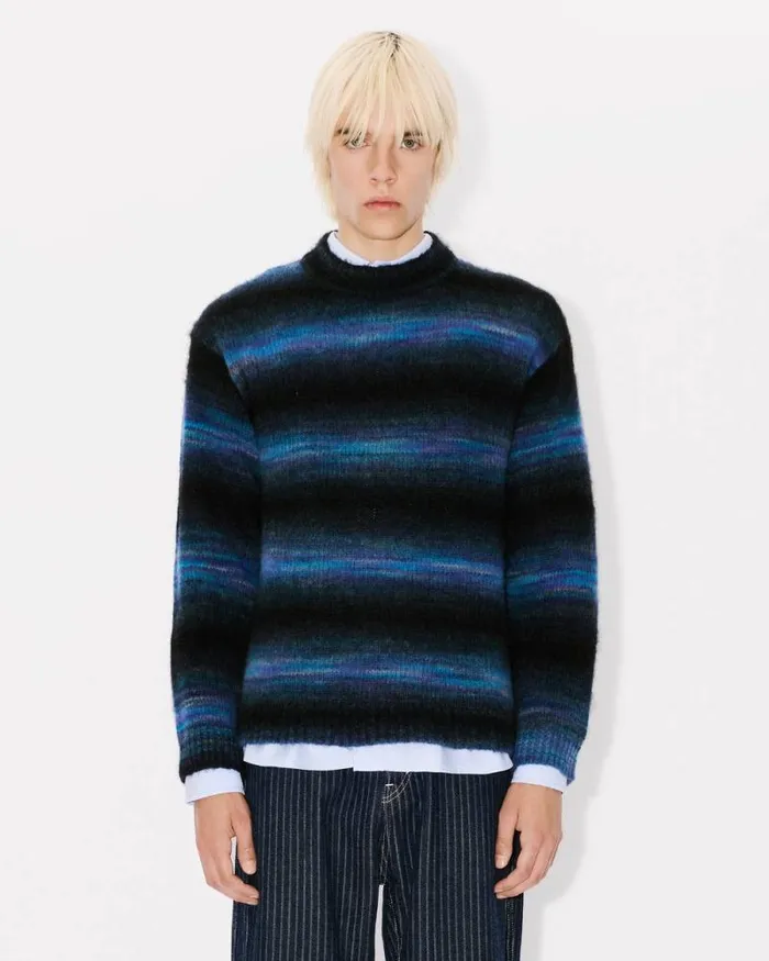 Men Embroidered Stripes Jumper Blue Black Kenzo Sweaters And Cardigans