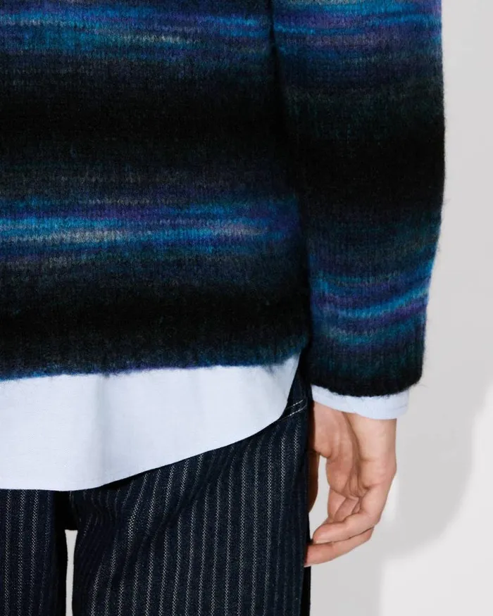 Men Embroidered Stripes Jumper Blue Black Kenzo Sweaters And Cardigans