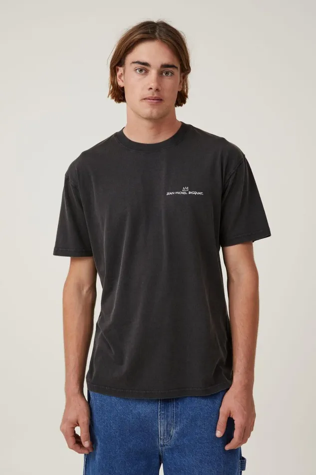 Men Graphic TShirts Cotton On Basquiat Loose Fit TShirt Lcn Bsq Blackstars