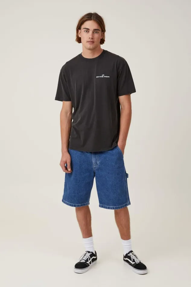 Men Graphic TShirts Cotton On Basquiat Loose Fit TShirt Lcn Bsq Blackstars