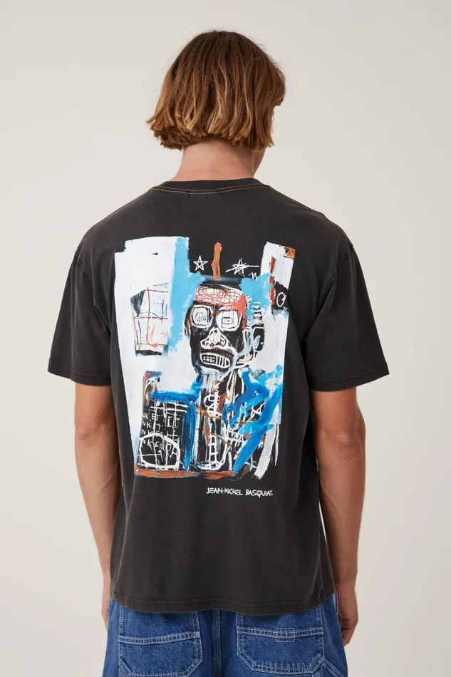 Men Graphic TShirts Cotton On Basquiat Loose Fit TShirt Lcn Bsq Blackstars